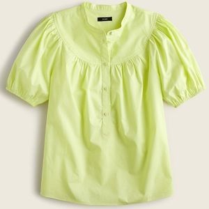 NWT Puff-sleeve cotton poplin popover top Size Medium Color Pale Kiwi